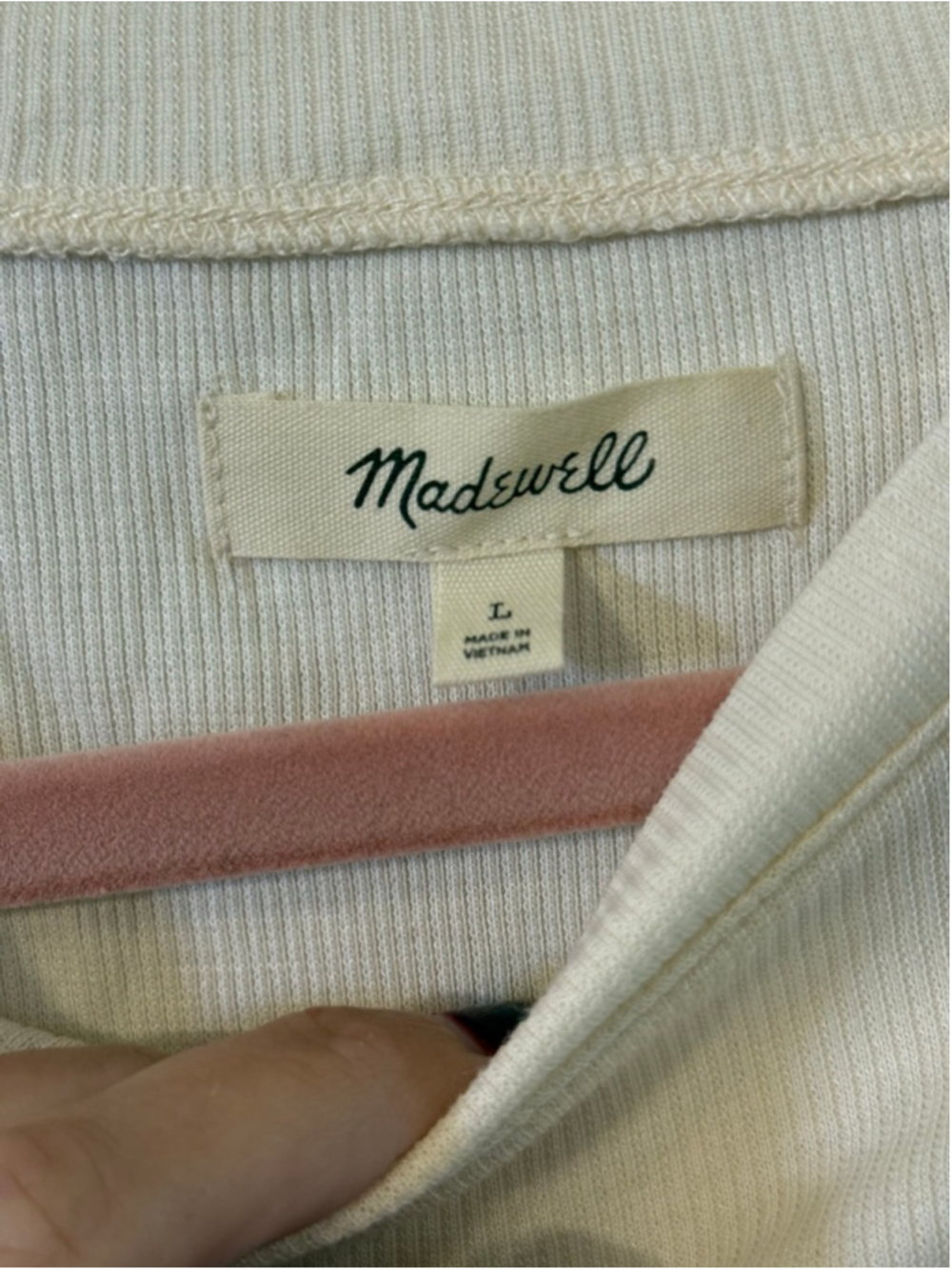 Madewell Ivory Ribbed Crop Top Large - Picture 3 of 4